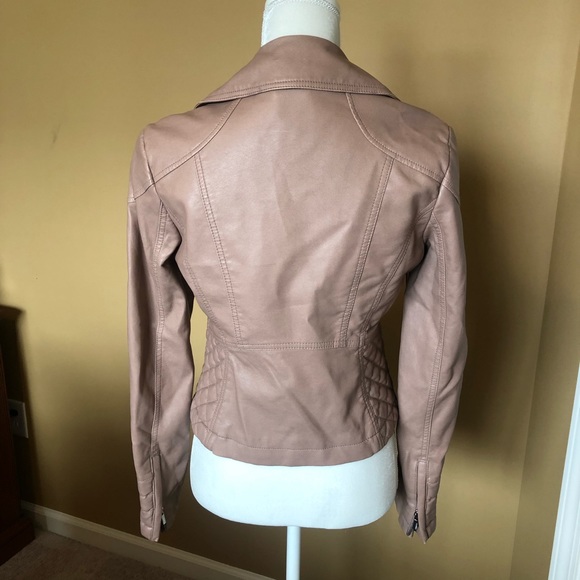 Express premium faux leather jacket in pink/tan - Picture 2 of 6